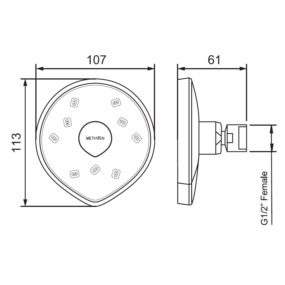Methven Kiri MK2 Satinjet Low Flow Overhead Shower Head Chrome