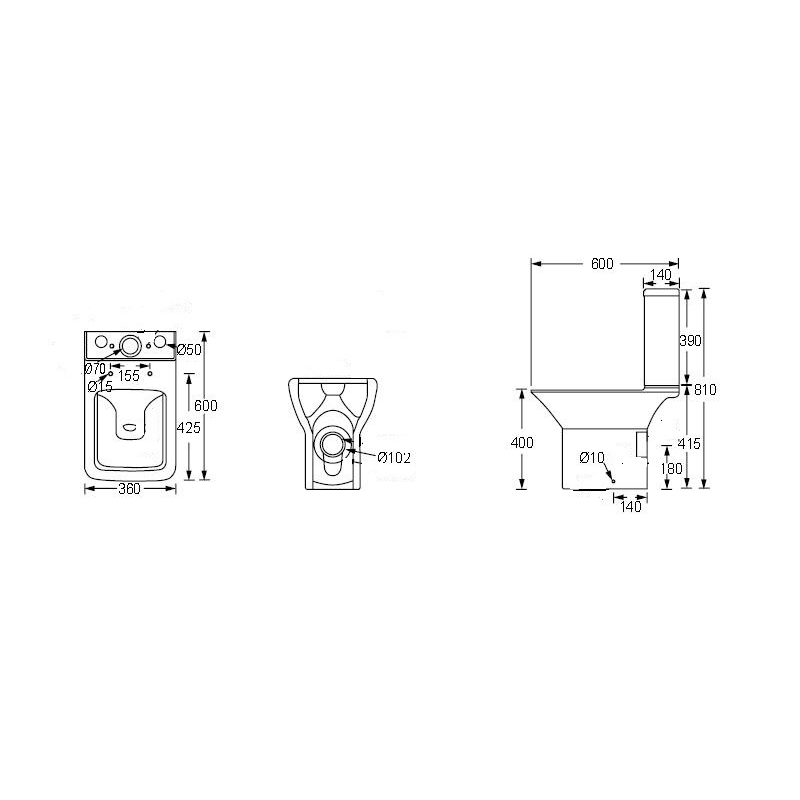 Vela Bowfell Rimless Short Projection Close Coupled Toilet With Soft