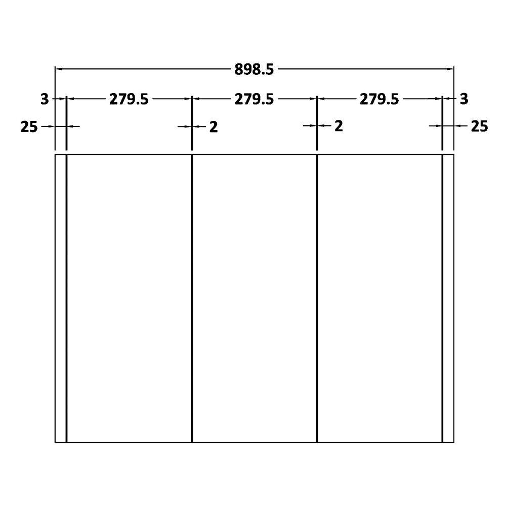 Nuie Eden 900mm 3 Door Bathroom Mirror