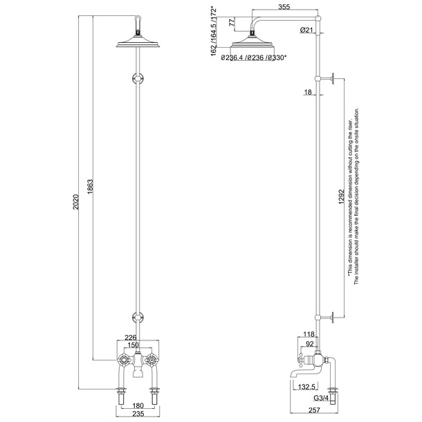 Burlington Tay Thermostatic Traditional Deck Mounted Bath Shower Mixer
