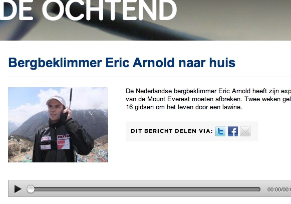 Radio 1 – Bergbeklimmer Eric Arnold naar huis  – De Ochtend