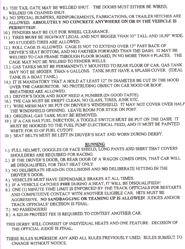 NealsWheels Racing Derby Rules