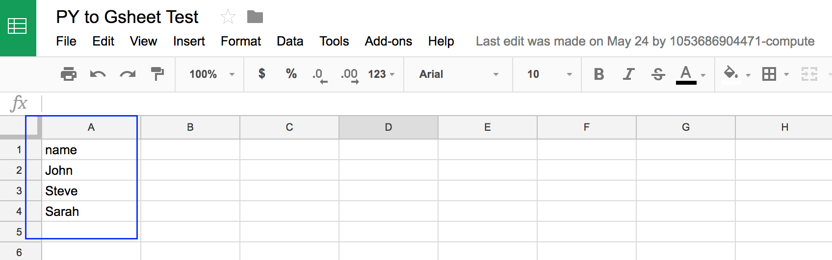 Python to Google Sheets