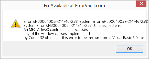 How to fix Error &H80004005(2147467259) (System Error &H80004005