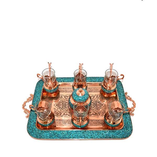 Tea Set by Turquoise Stone On Copper