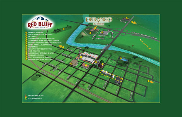 Illustrated Town Map custom made for Red Bluff, California