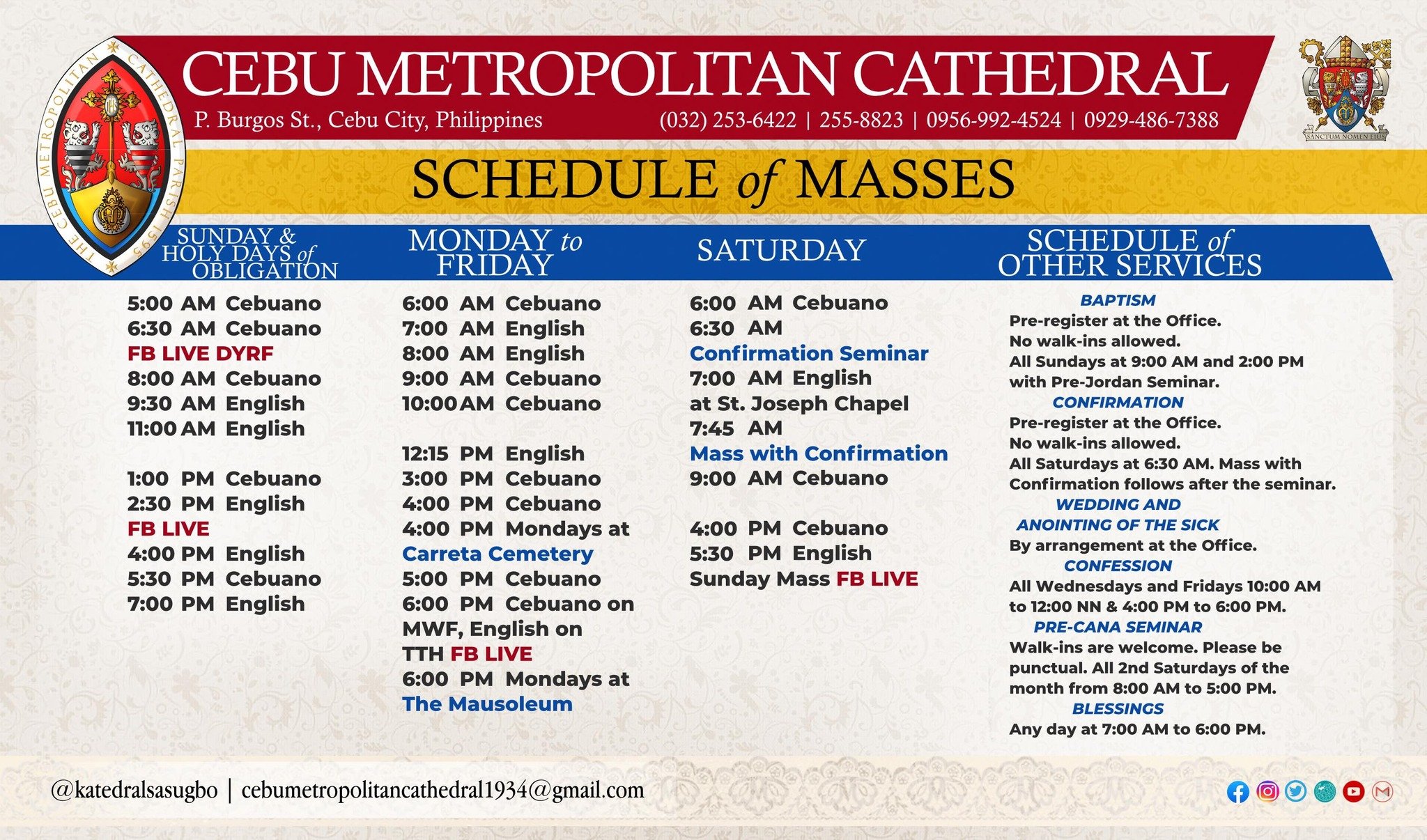 2024 Cebu Mass Schedule Daily & Sunday Masses in Cebu Churches