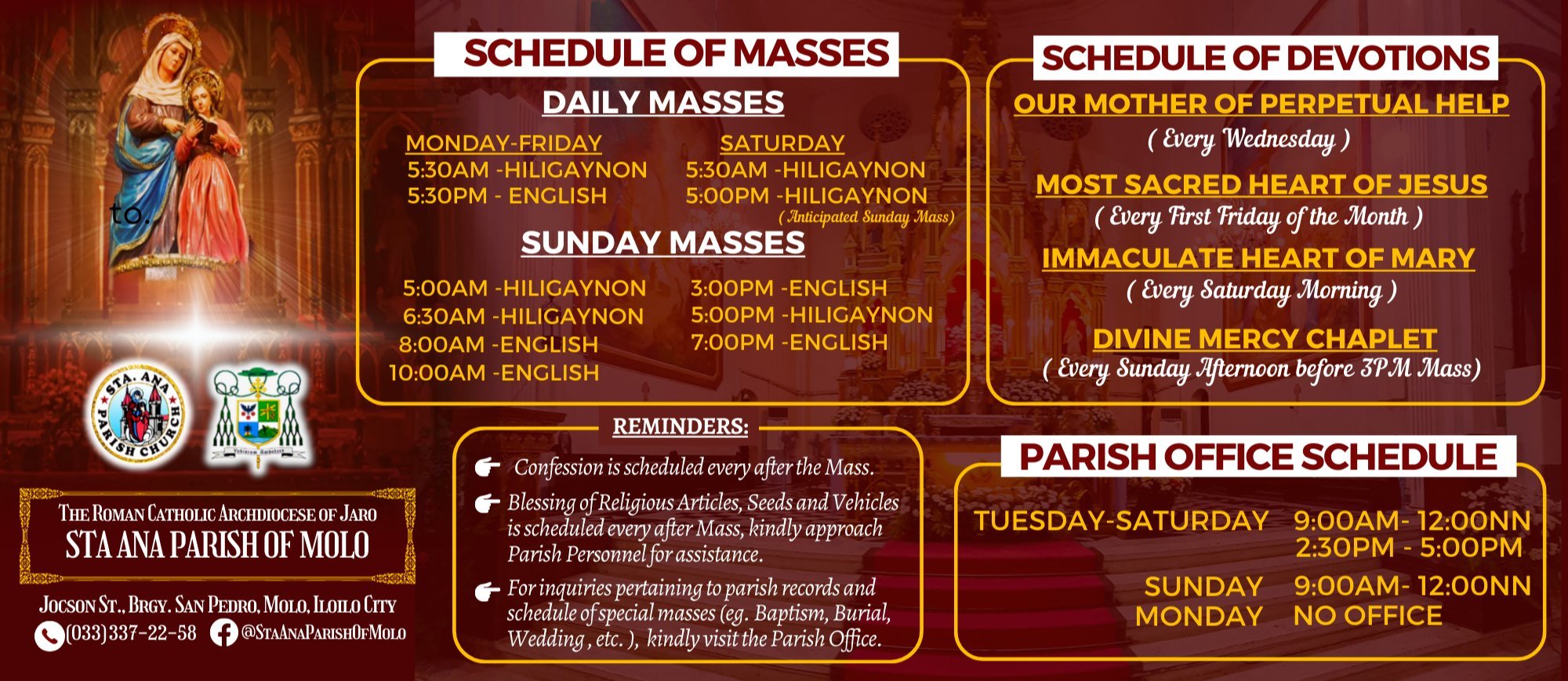 2023 Iloilo Mass Schedule Daily & Sunday Masses in Iloilo Churches