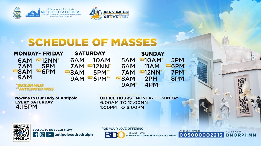 2024 Daily & Sunday Mass Schedules in Antipolo Churches