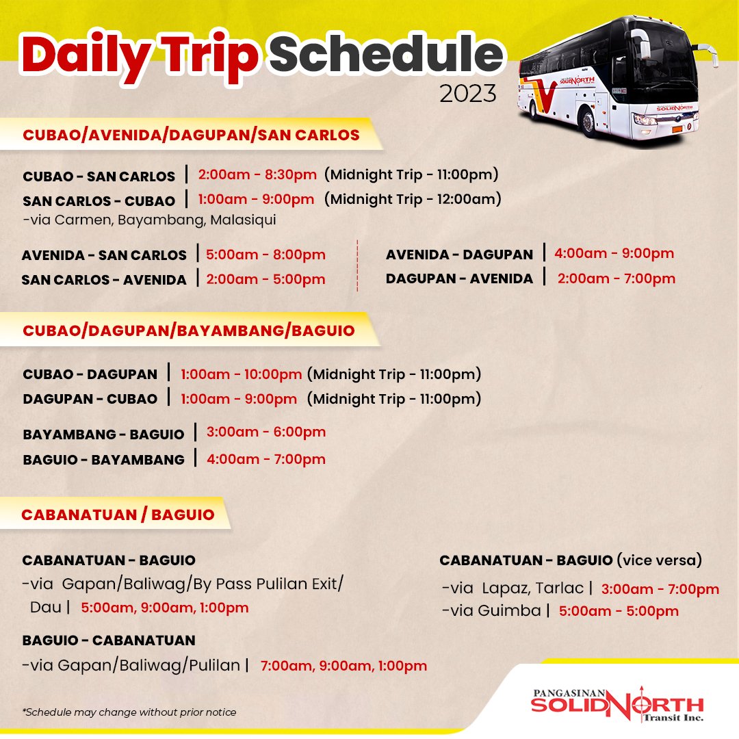 Pangasinan Solid North Bus Schedule + Routes & Fare