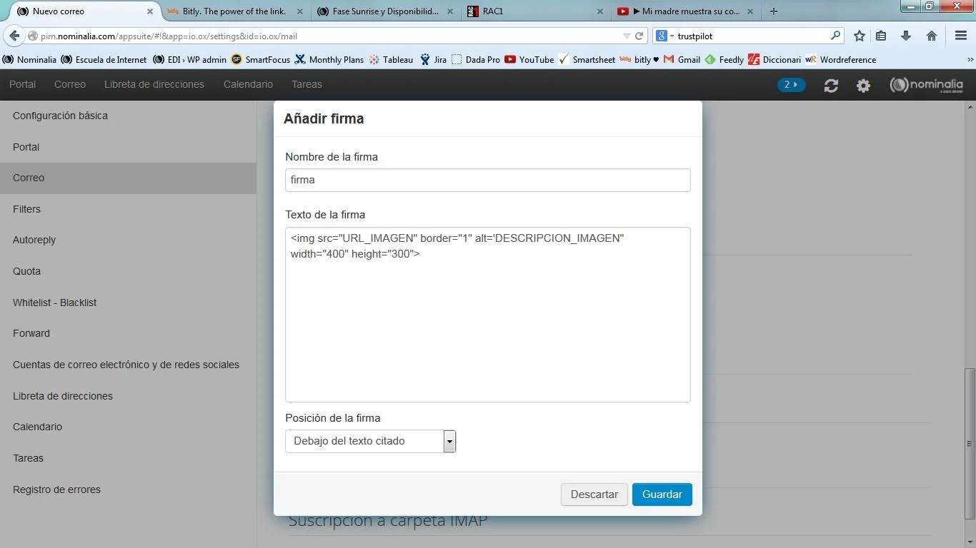 añadir firma HTML