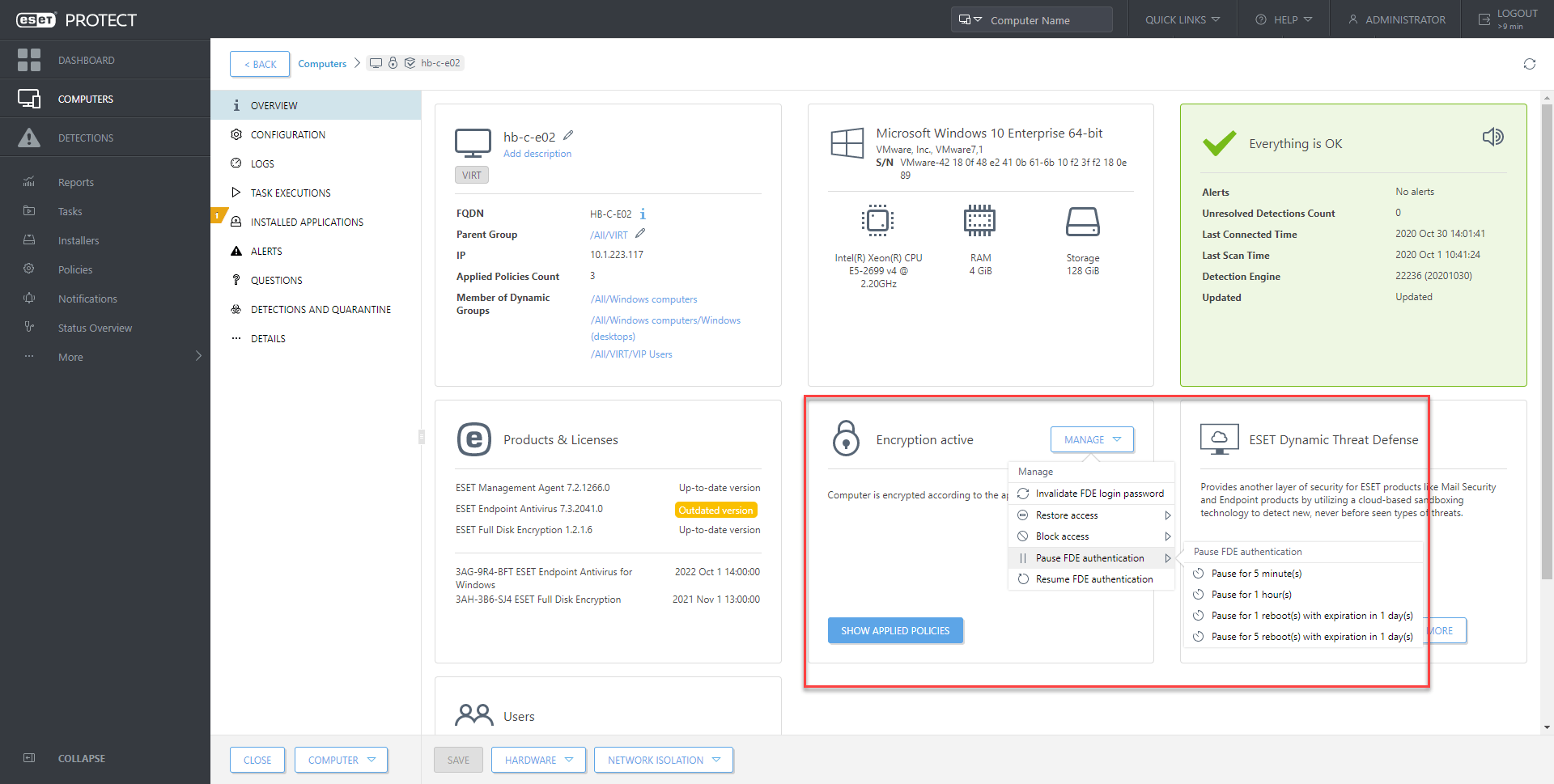 File and Full disk encryption ESET