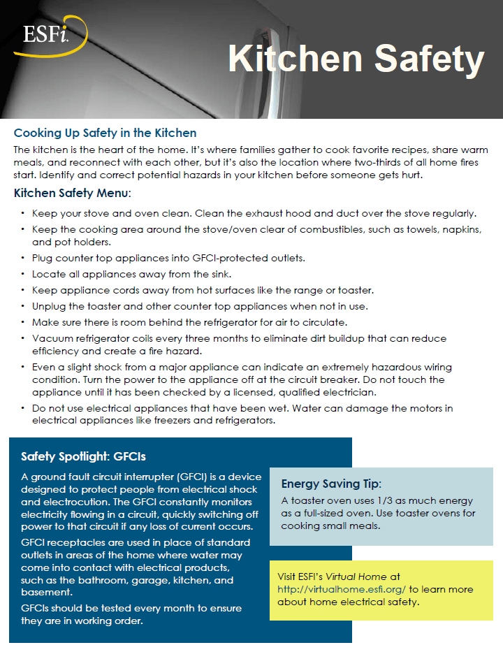 Kitchen Safety Tips Electrical Safety Foundation International