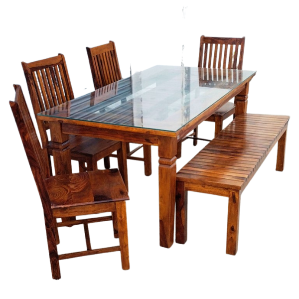 STRIP DINING TABLE 175 CMS COMBO WITH 4 CHAIRS AND 1 BENCH Best