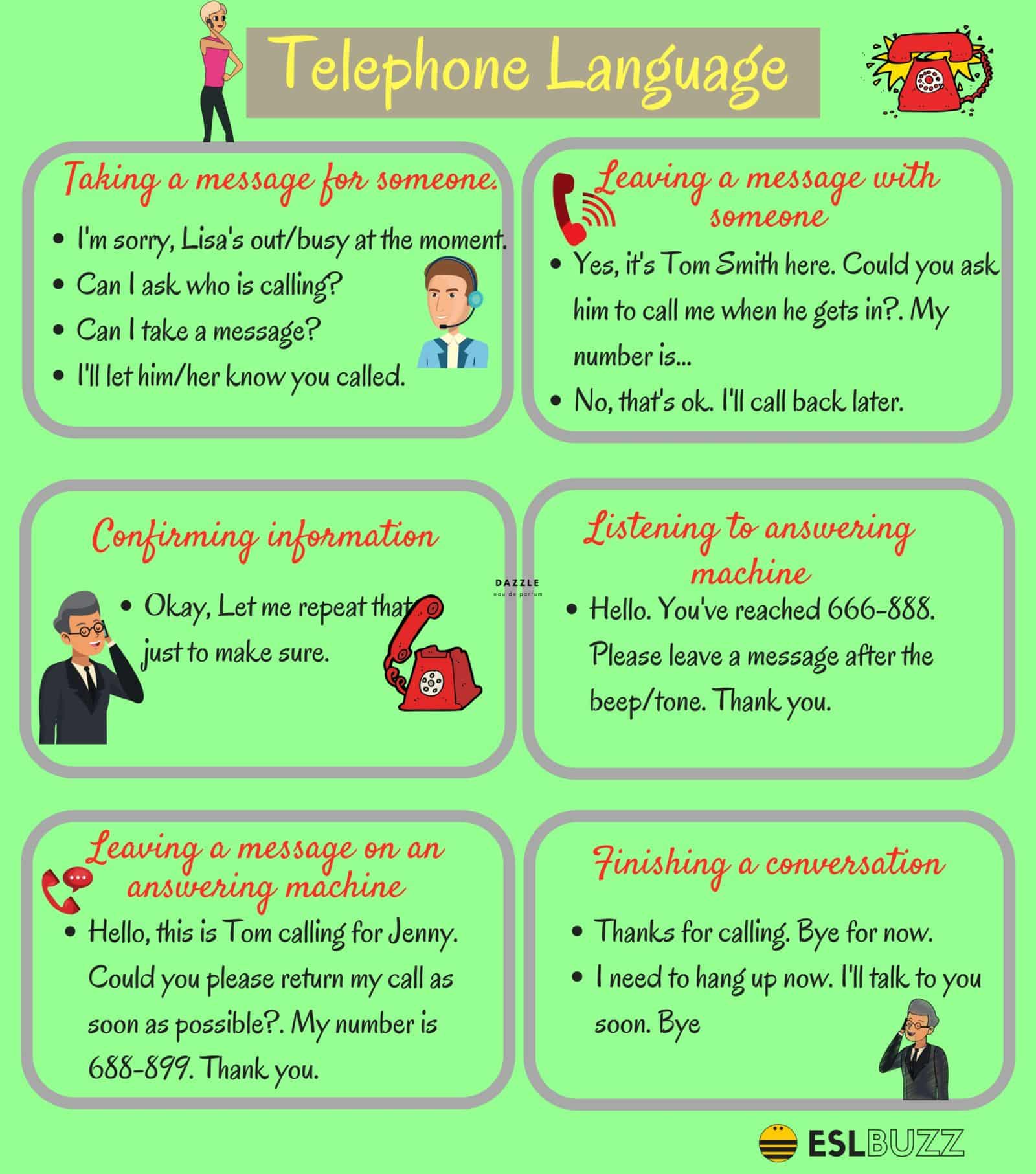 Most Commonly Used English Phrases on the Phone ESLBUZZ