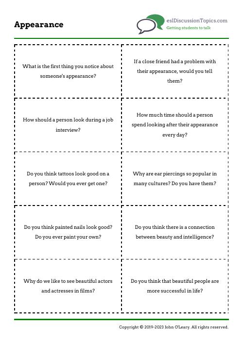 Appearance General English Questions