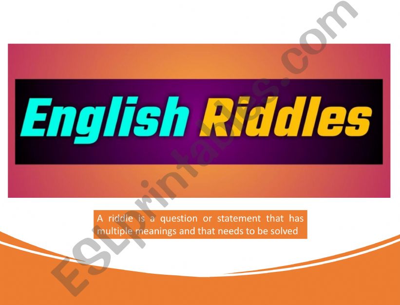 ESL English PowerPoints Riddles