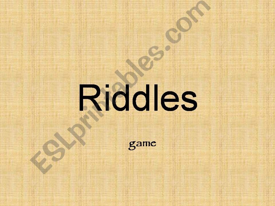 ESL English PowerPoints Riddles