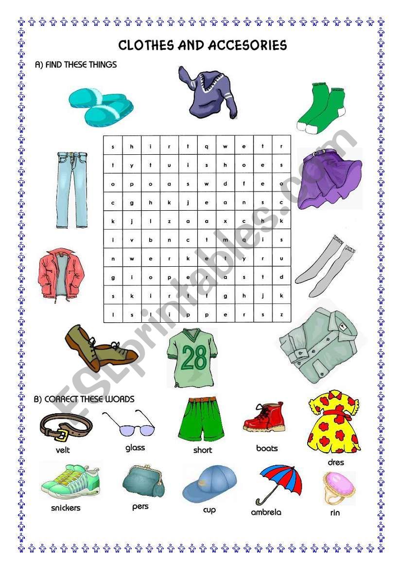 CLOTHES AND ACCESSORIES ESL worksheet by sandramendoza