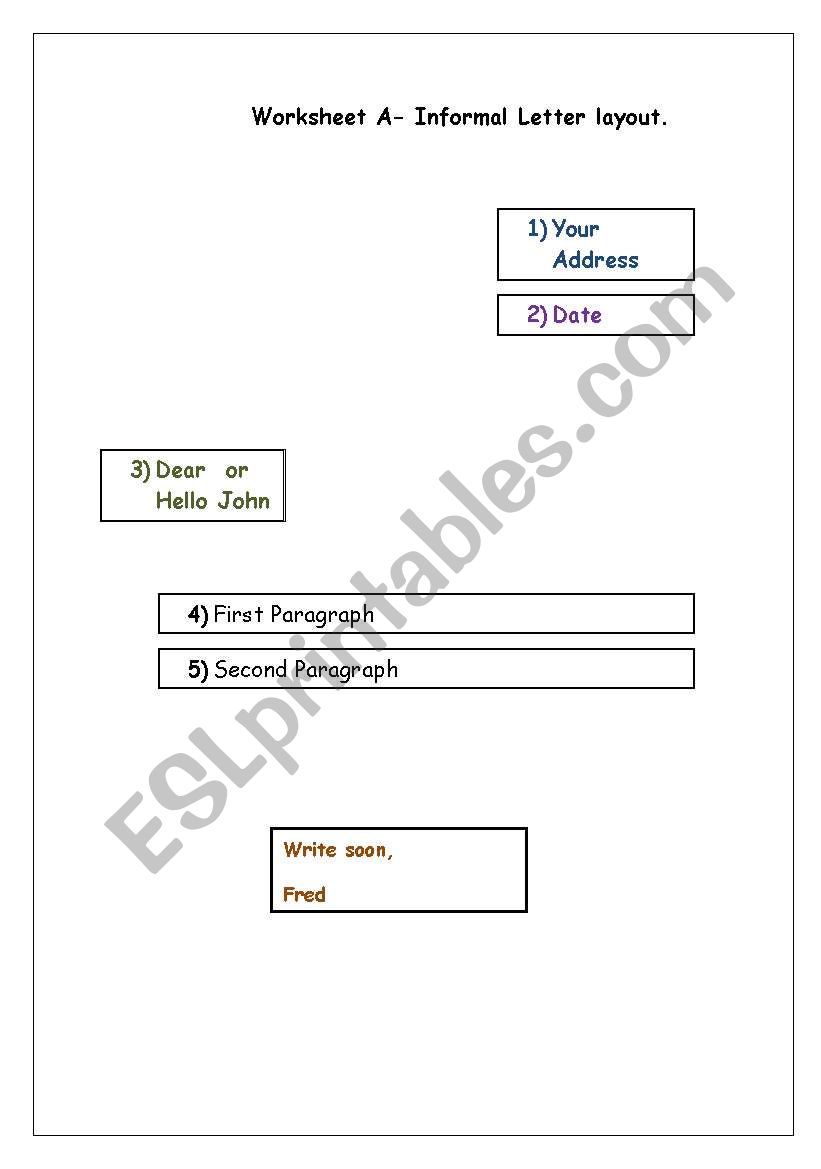 English worksheets Informal Letter Layout