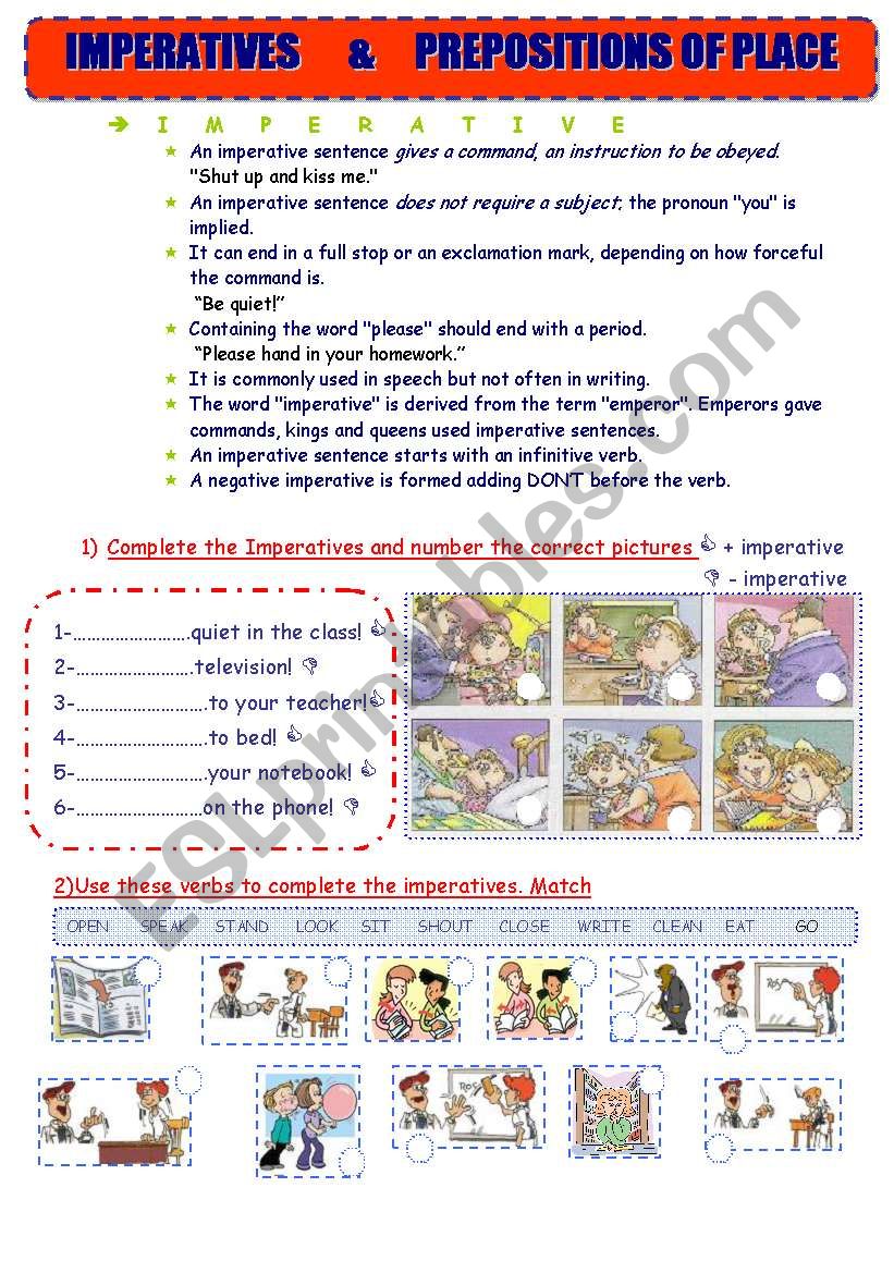 Imperatives-Prepositions Of Place ( 4 Pages!) - Esl Worksheet By Meuge
