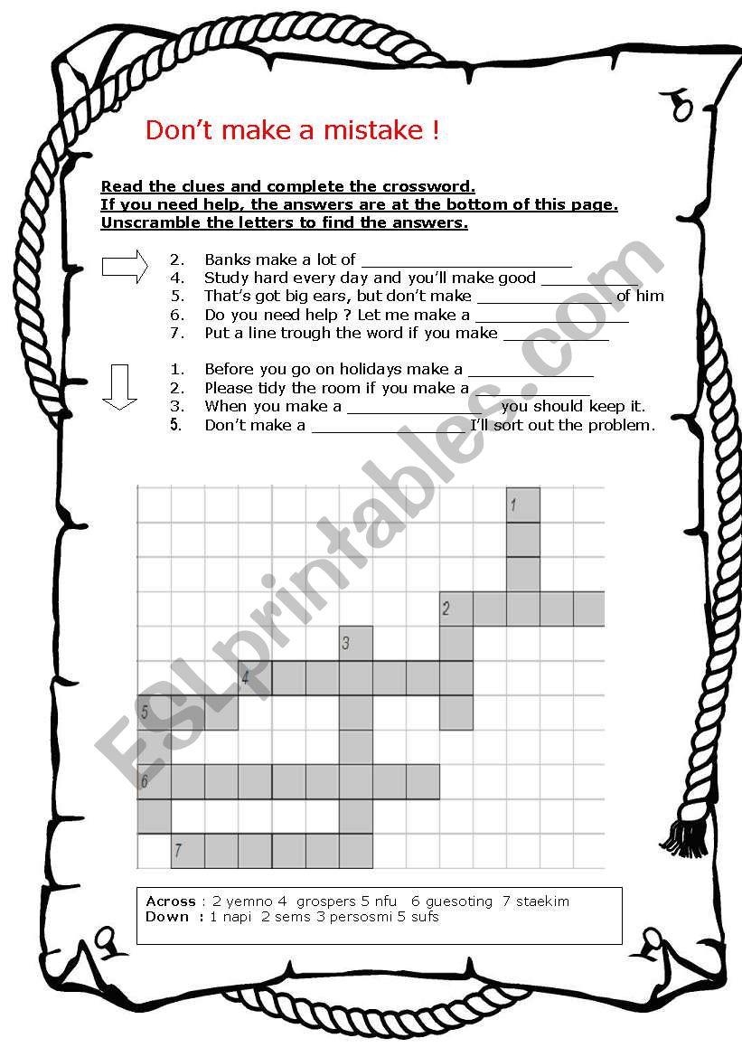 Don´t make mistake (expressions with make) ESL worksheet by demeuter(03)