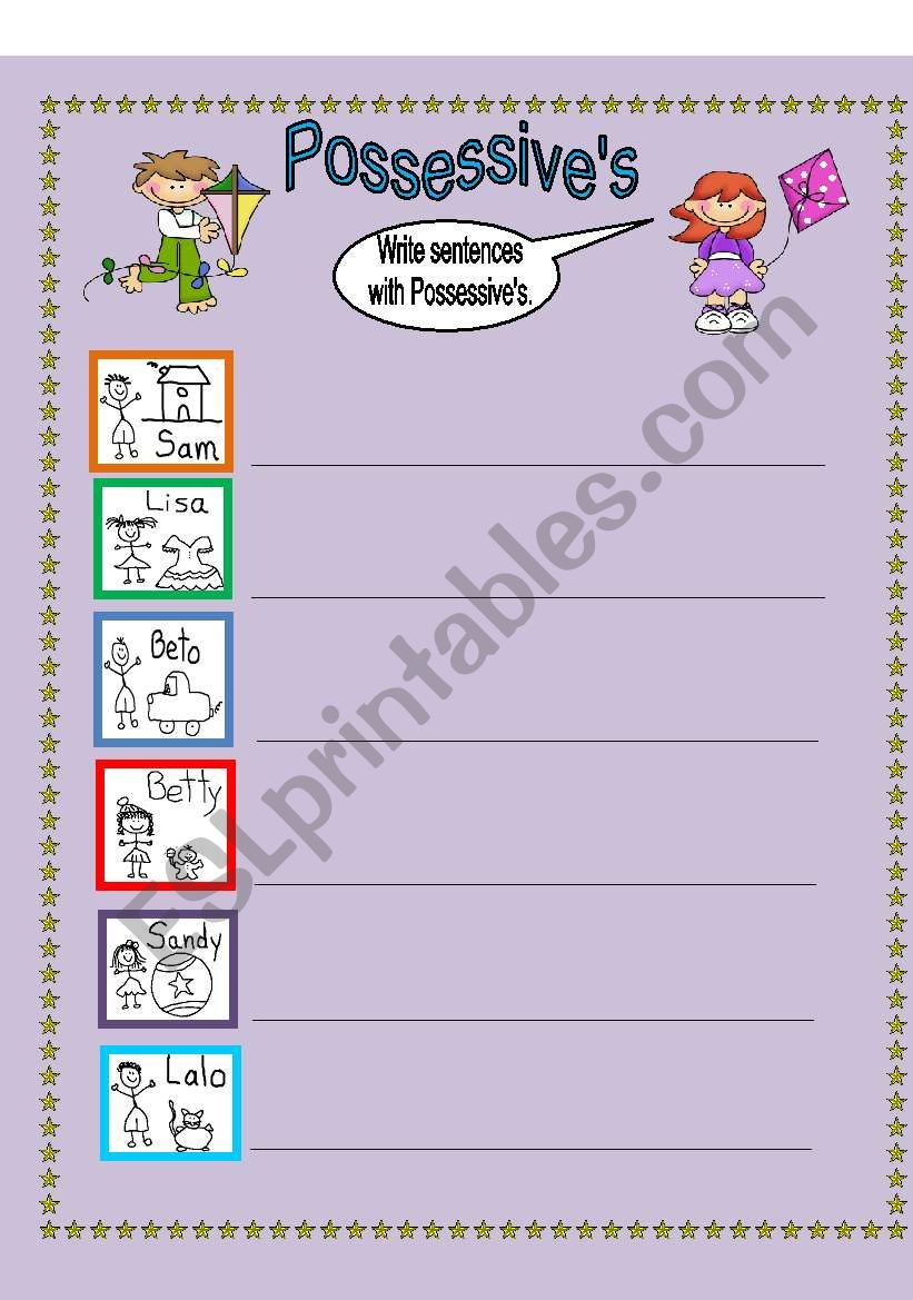 POSSESSIVE´S ESL worksheet by Marilove