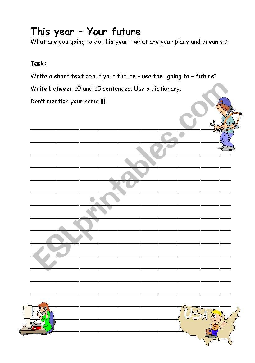 English worksheets: Going to future
