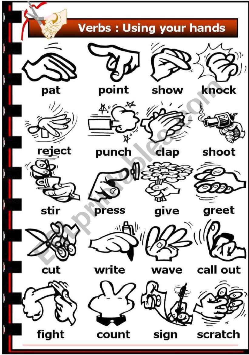 Verbs Using your hands ESL worksheet by vanda51
