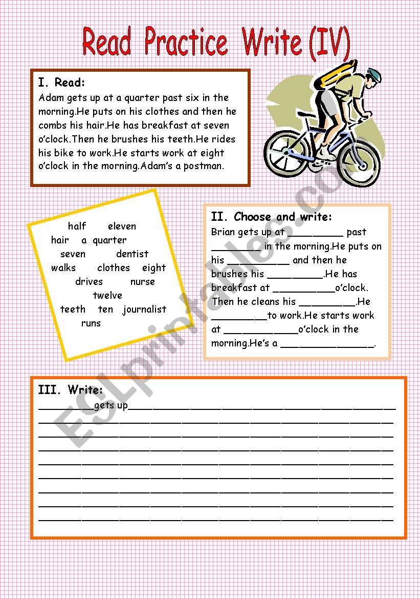 Read Practice Write ( IV ) ESL worksheet by meteorit91
