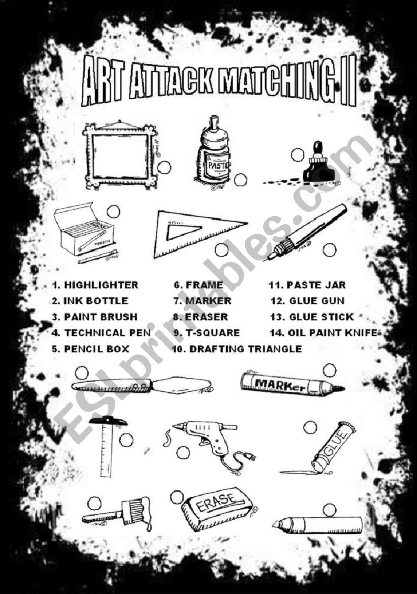 ART ATTACK MATCHING II ESL worksheet by ironda