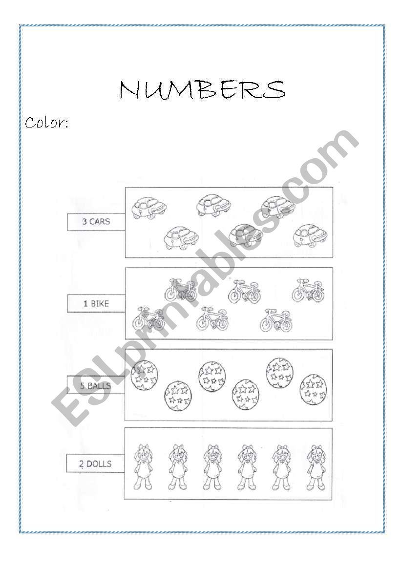 Identifying quantities Numbers 15 ESL worksheet by StellaMayfair