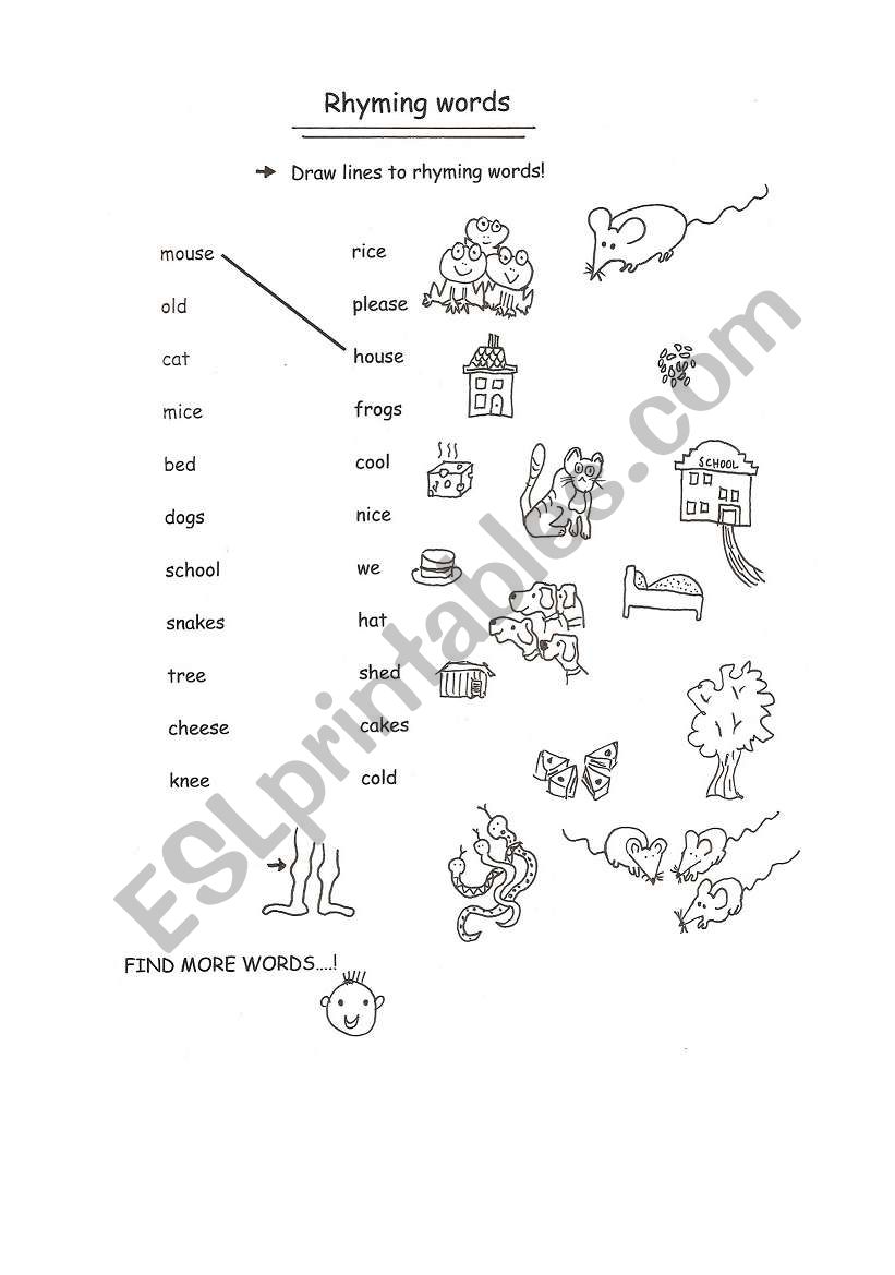 English worksheets Rhyming words