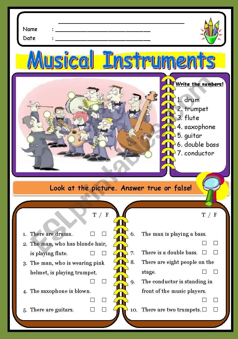 Musical Instruments ESL worksheet by chibimaruko_chan8
