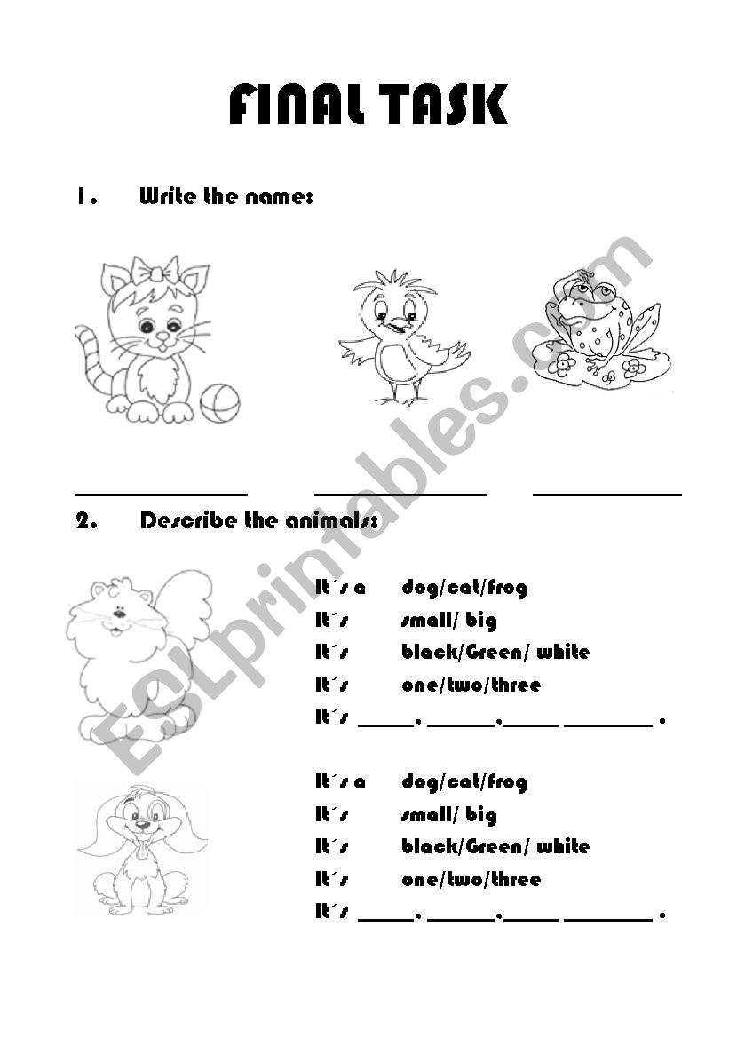 English worksheets animals final task