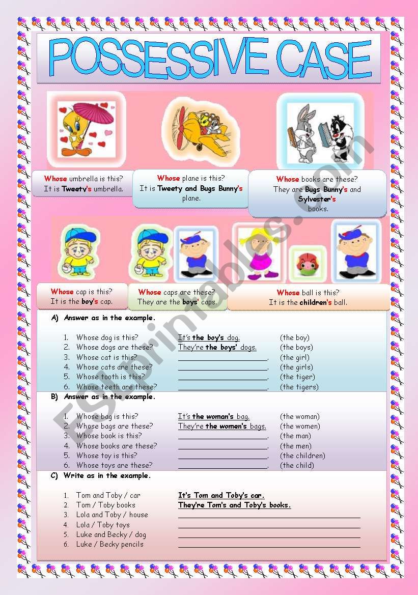 POSSESSIVE CASE ESL worksheet by knds