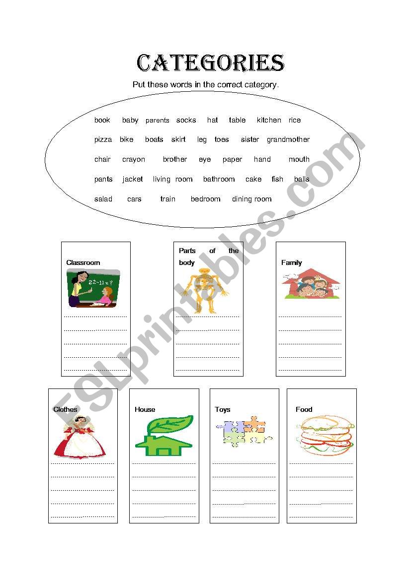 English worksheets categories