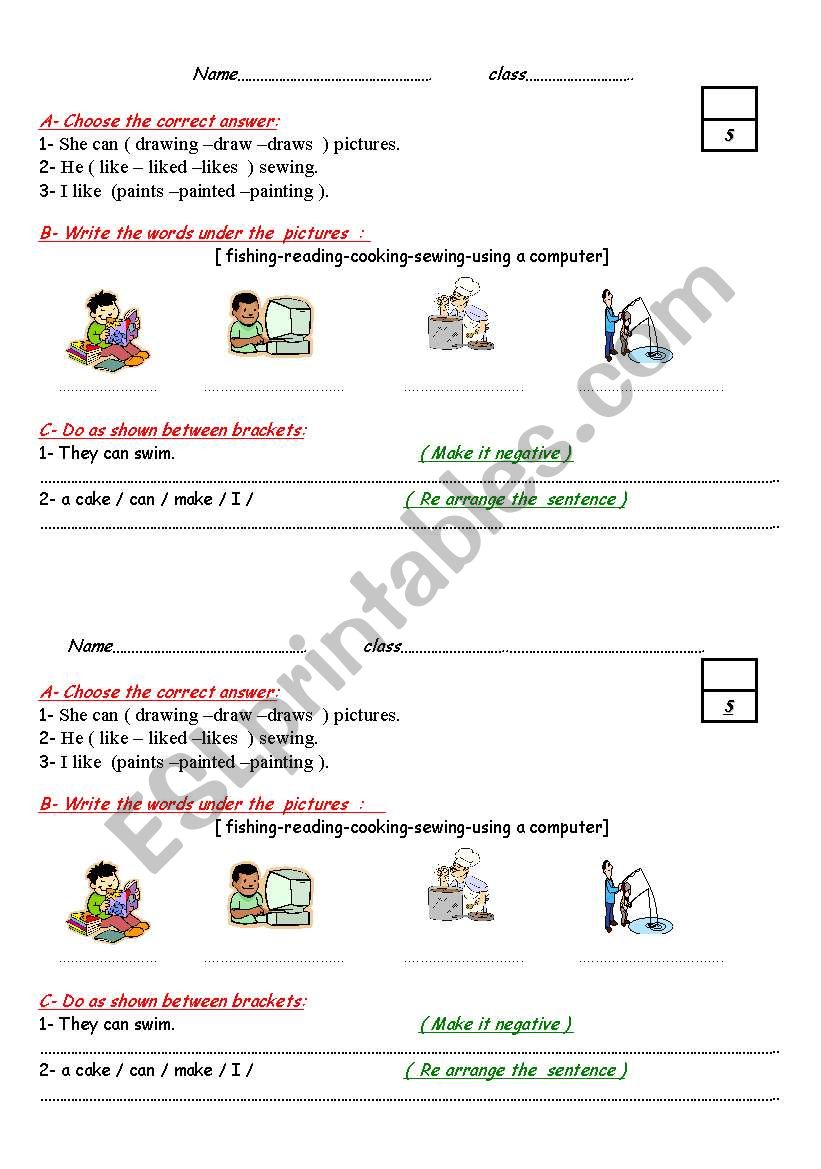 English worksheets Extra Activity