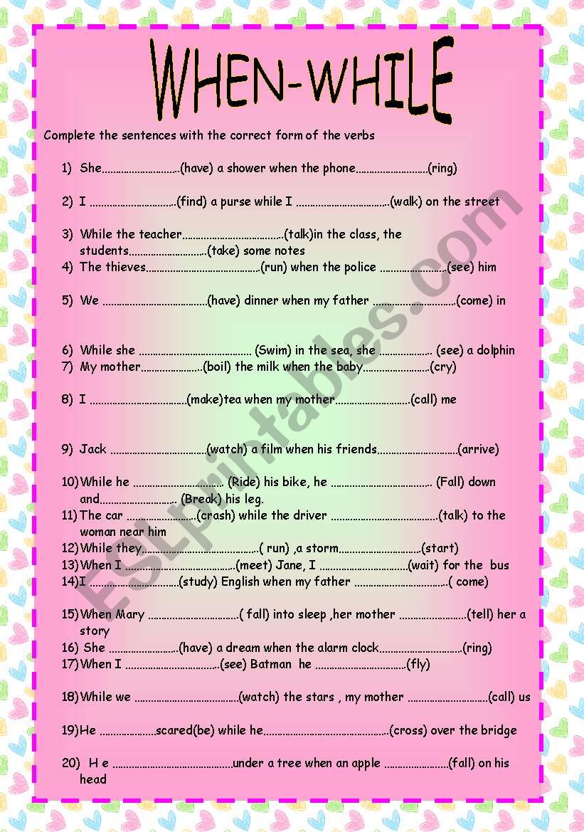 when-while - ESL worksheet by narli