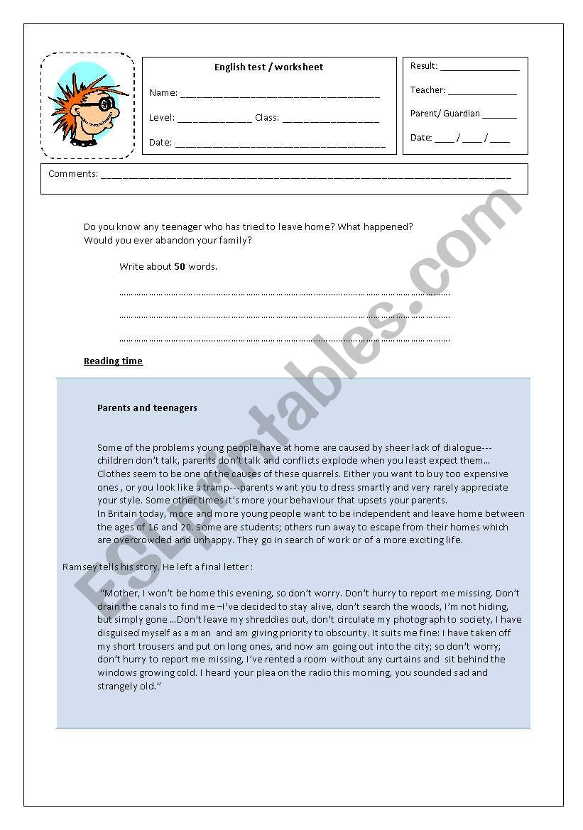Comprehension test - ESL worksheet by vanda51