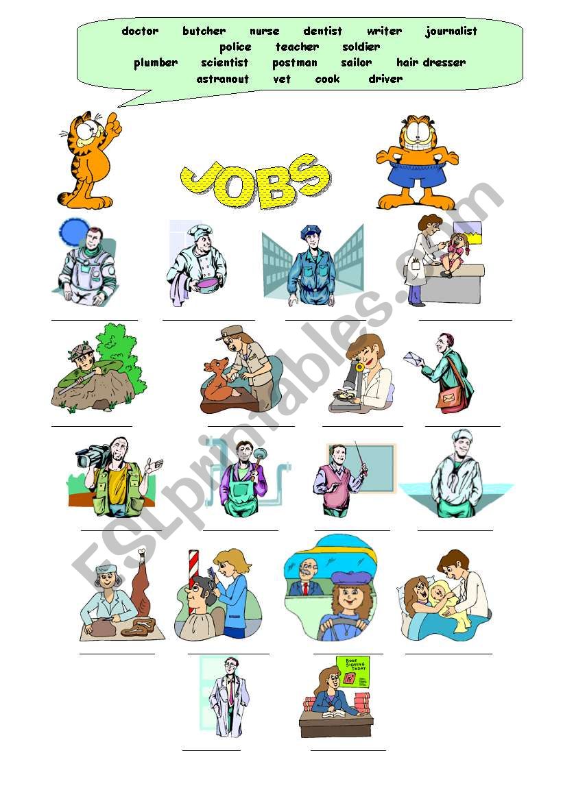 Jobs Labelling ESL worksheet by sirenriver