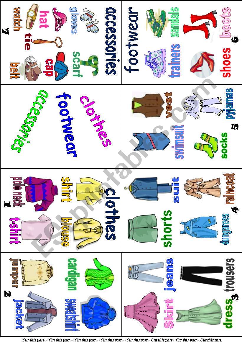 CLOTHES Mini book ESL worksheet by helena02