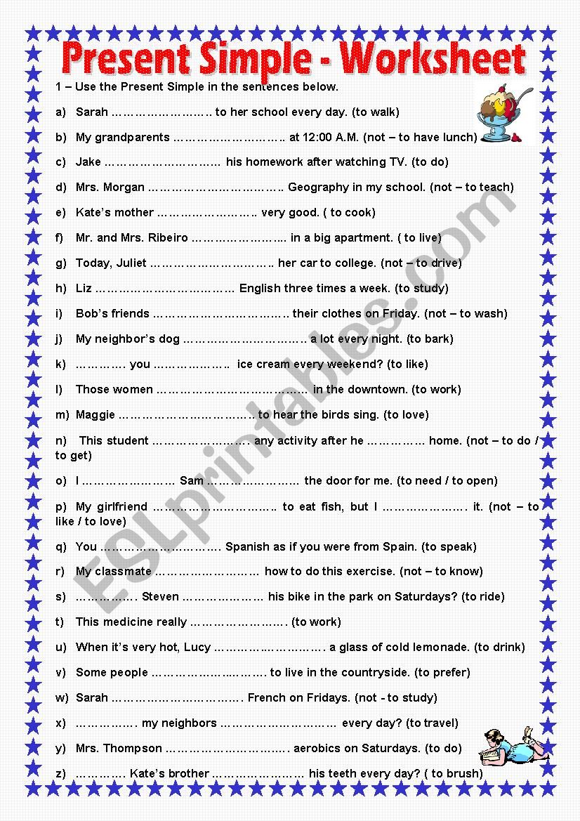 THE PRESENT SIMPLE EXERCISE AFFIRMATIVE, NEGATIVE AND INTERROGATIVE