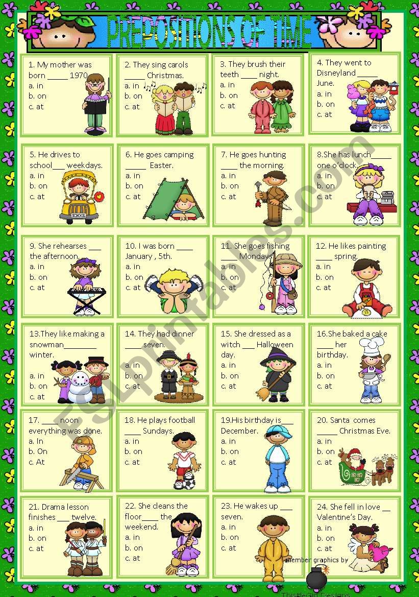 Prepositions Of Time - Multiple Choice - Esl Worksheet By Macomabi