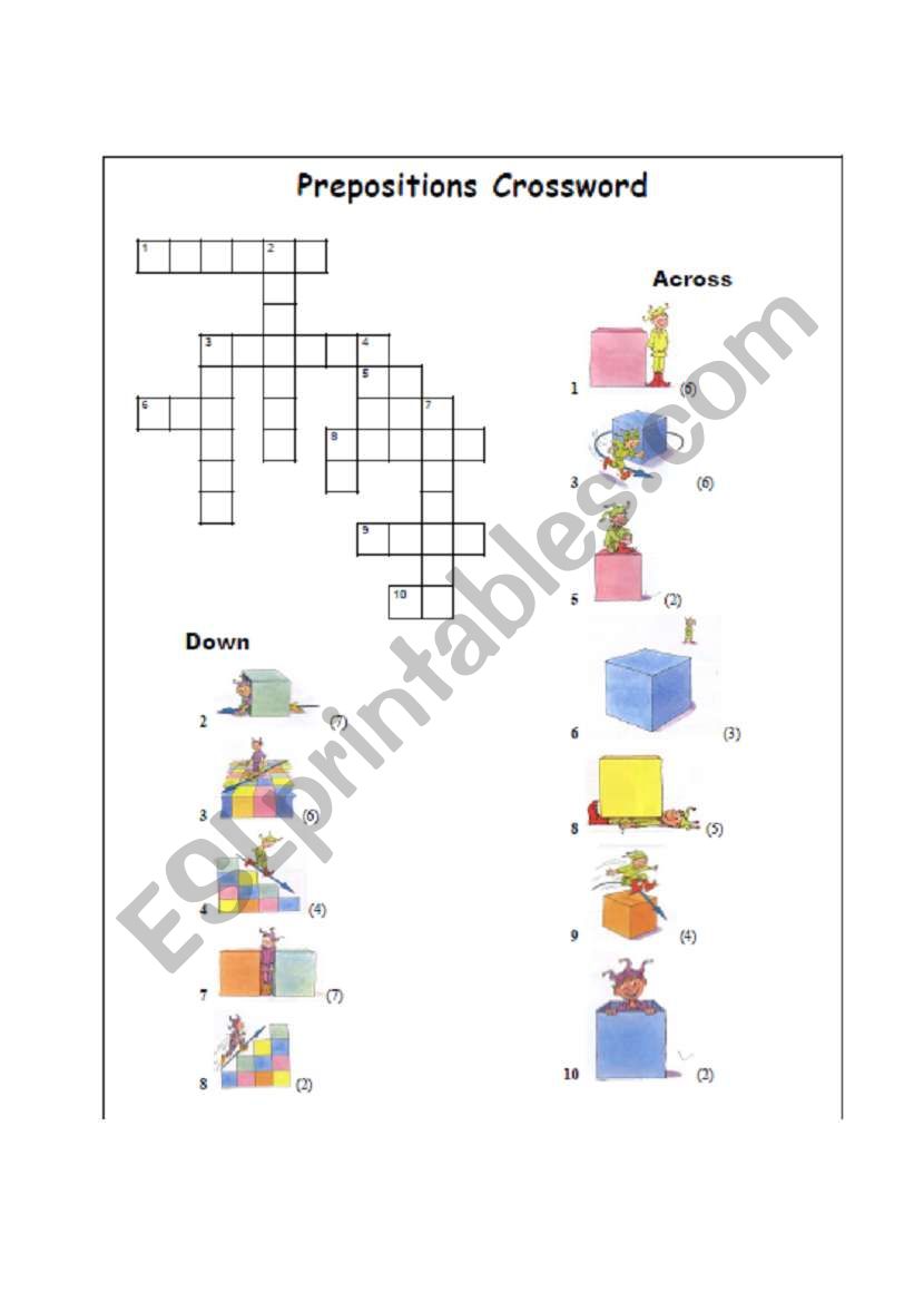 PREPOSITIONS CROSSWORD ESL worksheet by nanni