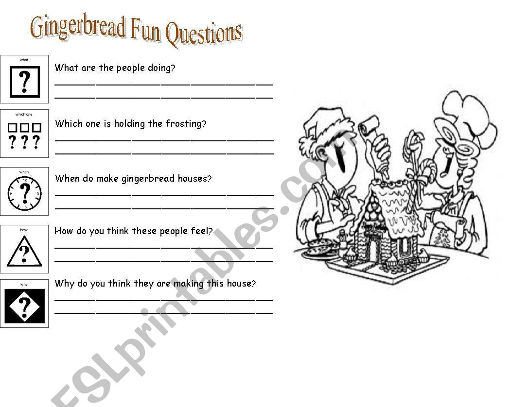 English worksheets Gingerbread House Questions