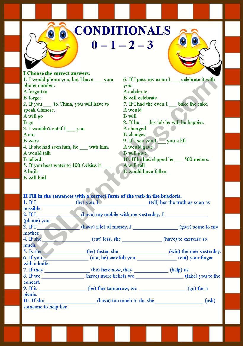 CONDITIONALS 5 (zero, first, second, third) ESL worksheet by gosh85