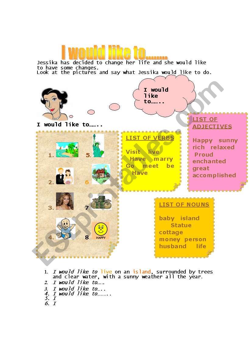 I would like to........ - ESL worksheet by donapeter