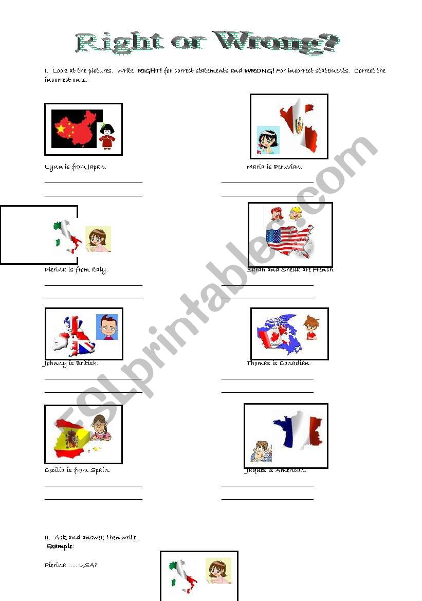RIGHT OR WRONG! ESL worksheet by Maria Isabel