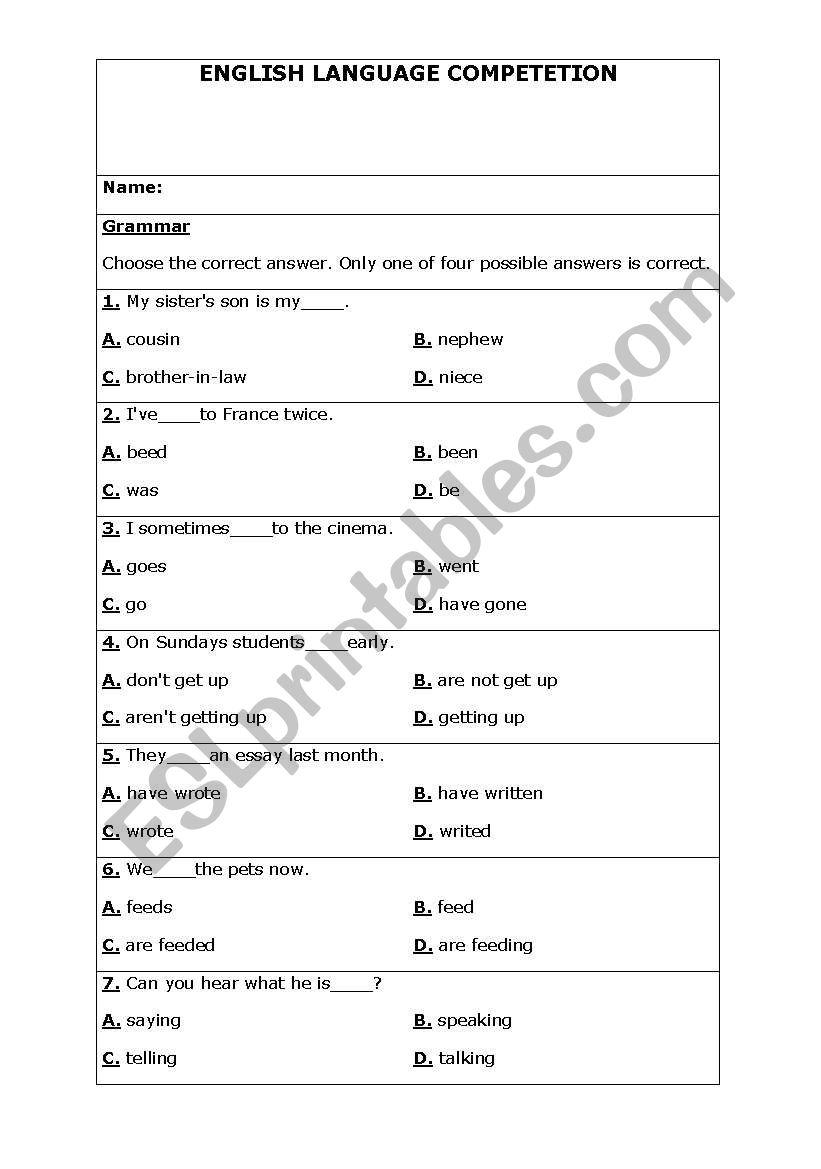 English worksheets general knowledge